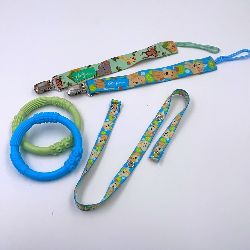 Pacifier clips and teether bundle